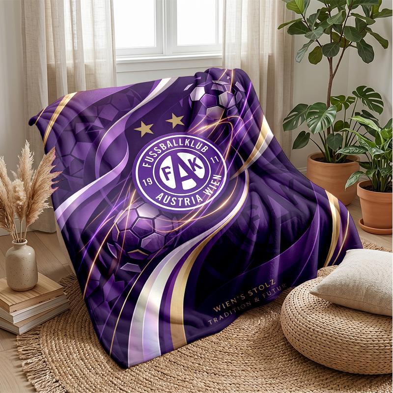 Coperta in pile di flanella morbida Austria Wien FC Leggera Accogliente Calda Coperta da lancio per divano letto Decorazione per la casa