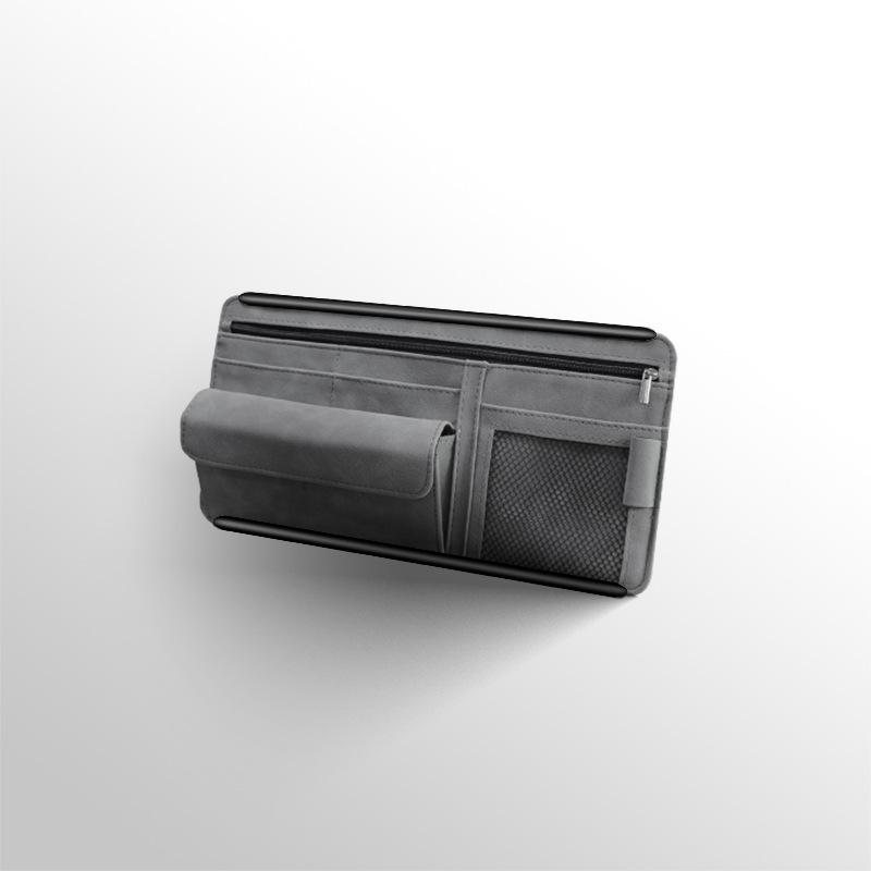 Auto-Sonnenblenden-Organizer Strukturierte Wildleder-2-Schichten-Aufbewahrungstasche Brillenetui Kartenhalter Auto-Reißverschluss-Aufbewahrungstasche