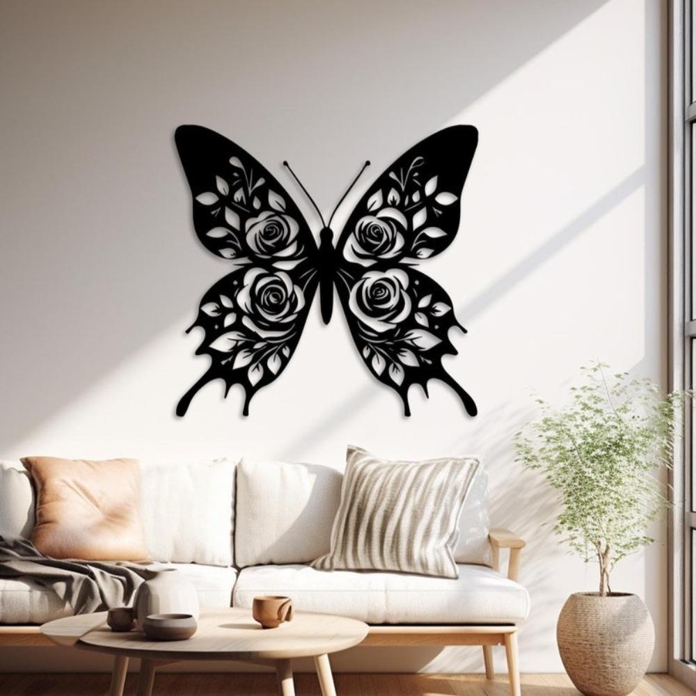 3D Butterfly Metal Wall Sculpture, Modern Iron Art, Creative Animal Home Decor, Wall Hanging Ornament for Living Room Bedroom
