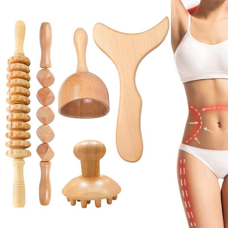 Wooden Massage Roller Therapy Body Massager Foot Face Shoulder Neck Hand Push Roller Massager Body Shaping Massage Tool