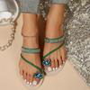 Crystal Luxury Slippers Shoes Women Summer Clip Toe Beach Flip Flops 2024 Flats Dress Slingback Sandals Bohemian Slides Femme