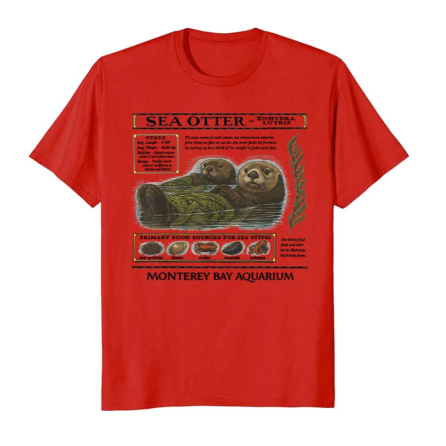 Monterey Bay Aquarium Sea Otter T-shirt For Men 100% Cotton T Shirts Short Sleeve Tops P527