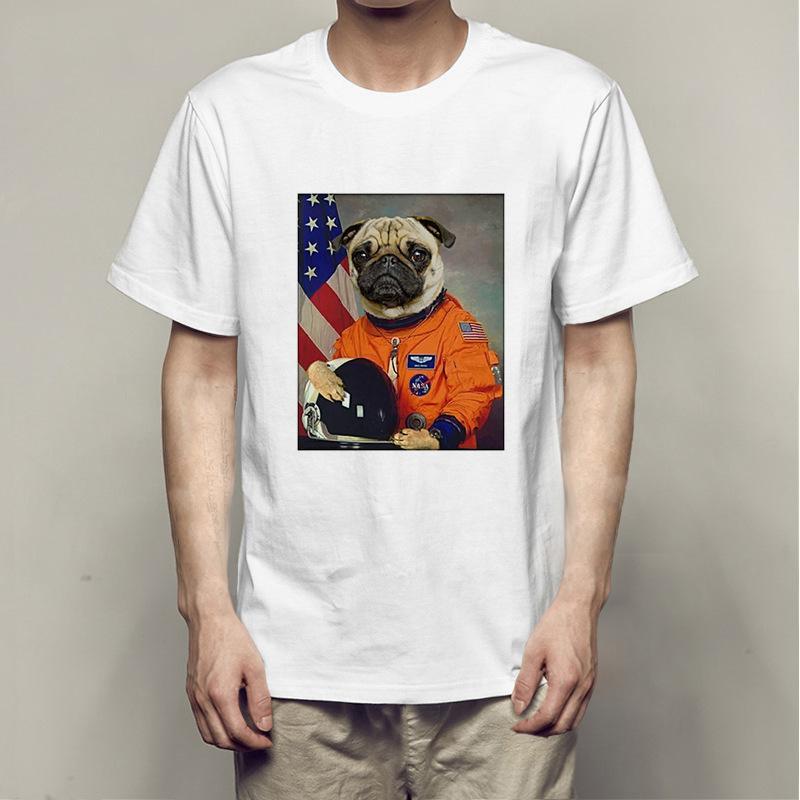 Summer Bago Dog Rock Pug Rock Printed Cotton Loose Round Neck Short Sleeve T-Shirts Men’s