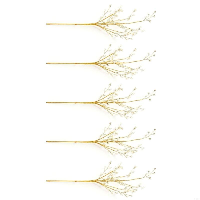 Set Of 5 Artificial Plant Branch for Christmas Tree Flower Bouquet Decoration Accessories Holiday Decorating Supplies X3UC