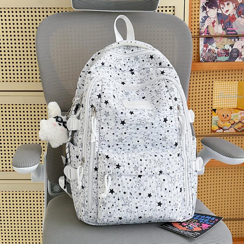 Schoolbag1011 new schoolbag female ins niche middle and high school large capacity star printed backpack female student computer bag