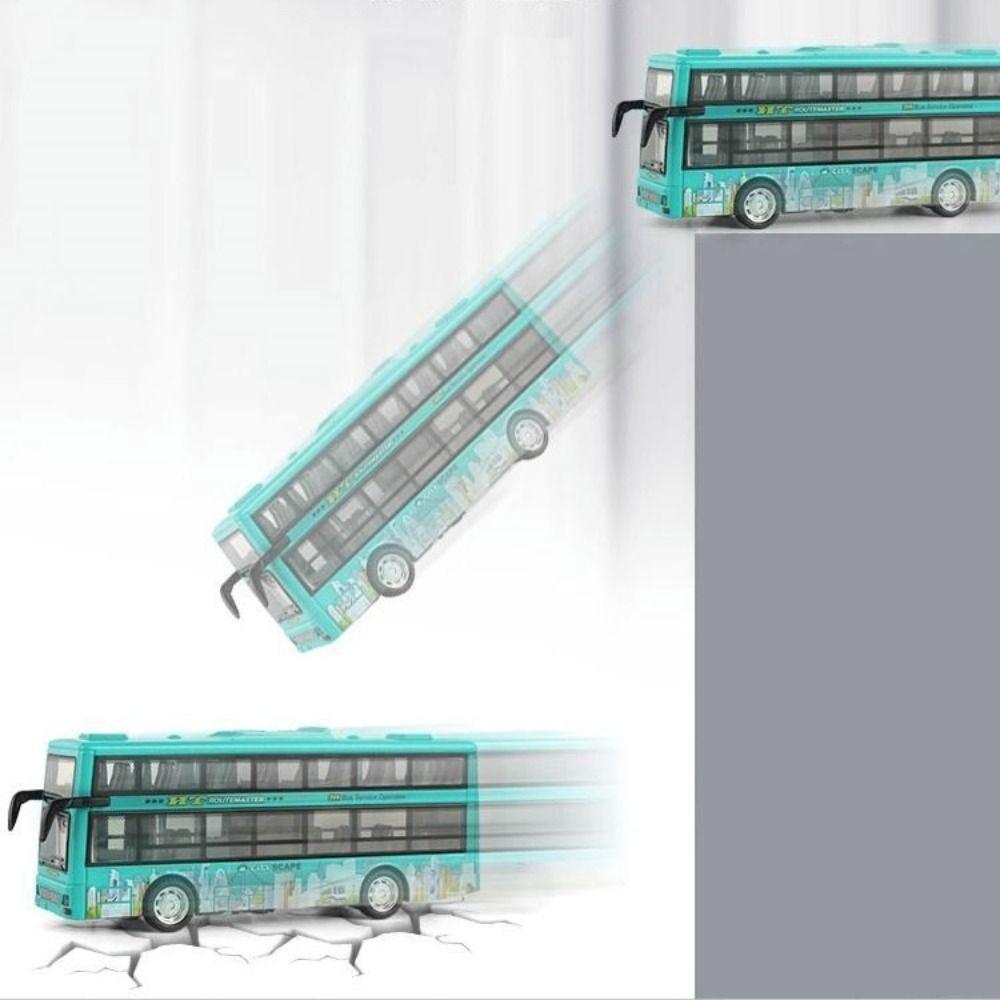 Friction Powered Double Decker Bus Model Light Music Sightseeing Bus Model  Kids Student