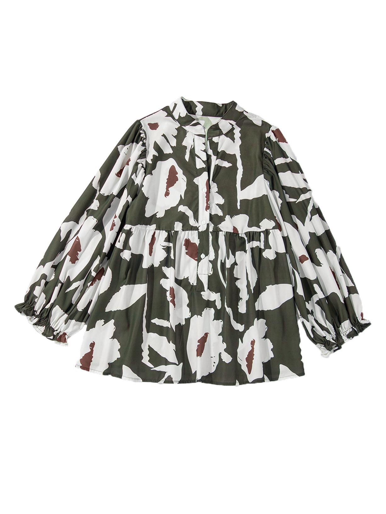 

Шифоновая блузка с V-образным вырезом и длинным рукавом в европейско-американском стиле, осенняя приталенная модель для женщин Large зелёный