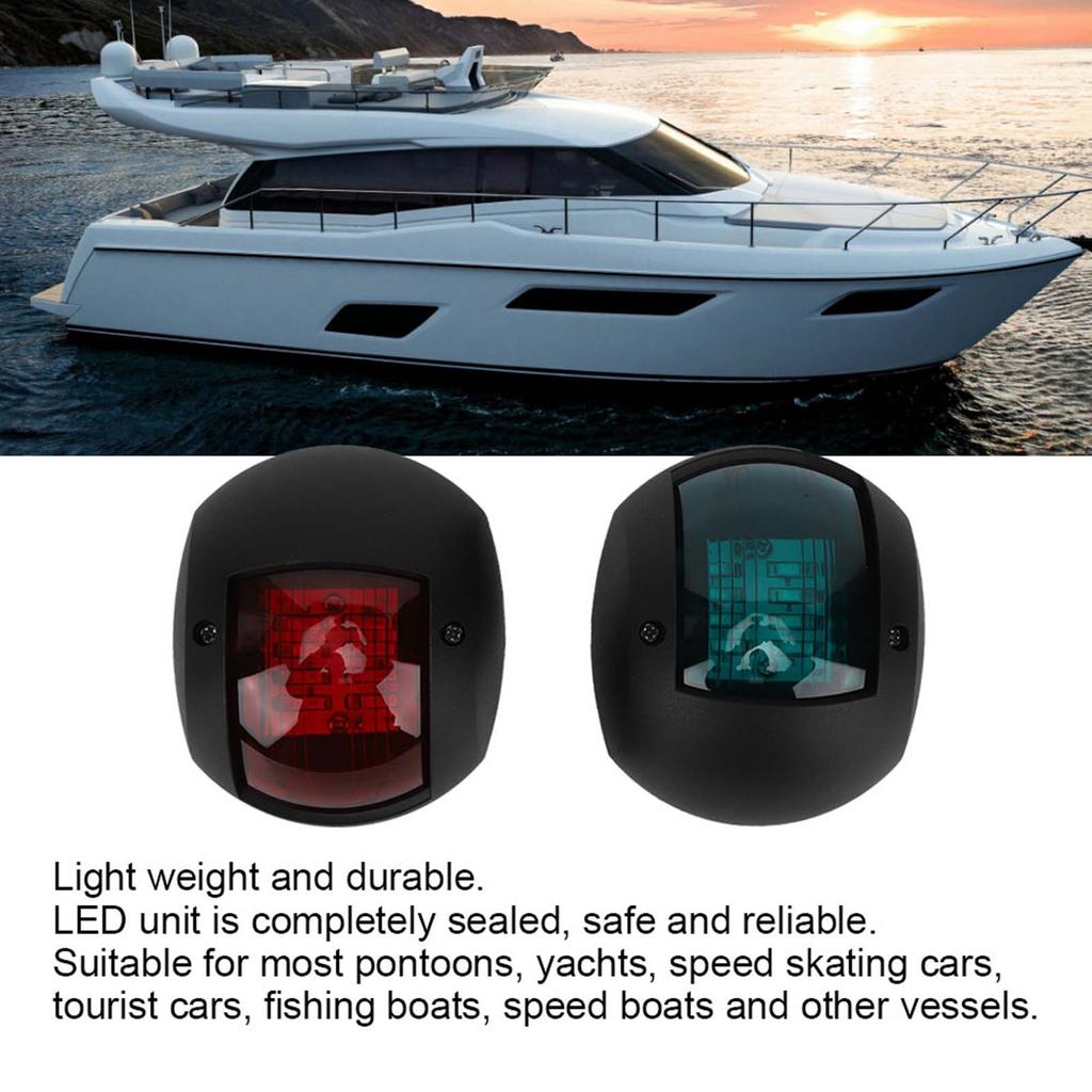 Paar Signallampen Kugelförmig Rot Grün LED Wasserdicht Bootsnavigationslicht DC12V 24V 3W Schwarz
