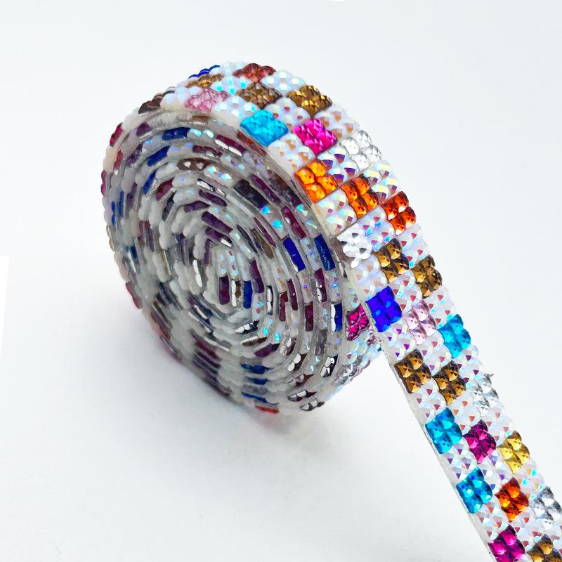 1 Yards Self Adhesive Rhinestone Strip Shiny Flexible Rhinestone Tape Decorative DIY Decoration Apparel Accessory Bag Decor 1mm