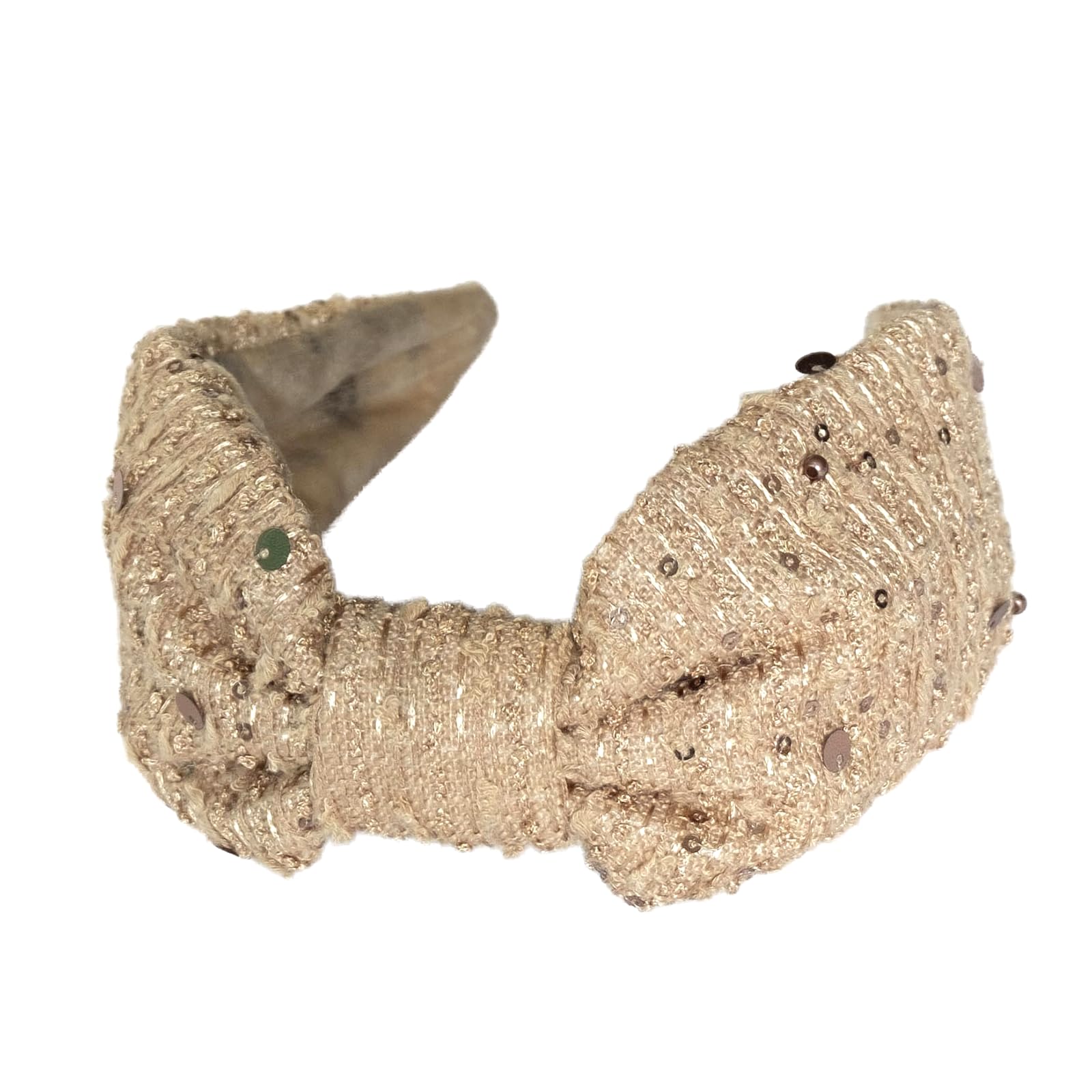 

MISSYI Широкая повязка на голову с жемчугом и пайетками, ретро, простой аксессуар для волос, женские украшения, элегантный, удобный, богемный стиль, (Абрикос) абрикосовый