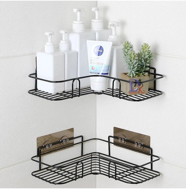 Wall-mounted Bathroom Corner Shelf Without Drilling Rustproof Space Aluminum Shower Storage Shampoo Holder Bathroom Accessories