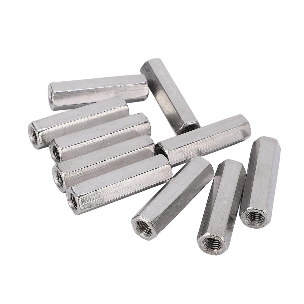 10 Stück Sechskant-Verbindungsmutter-Set Verbinder 304 Edelstahl Industrielles Befestigungselement M8x1.25 13 L50mm