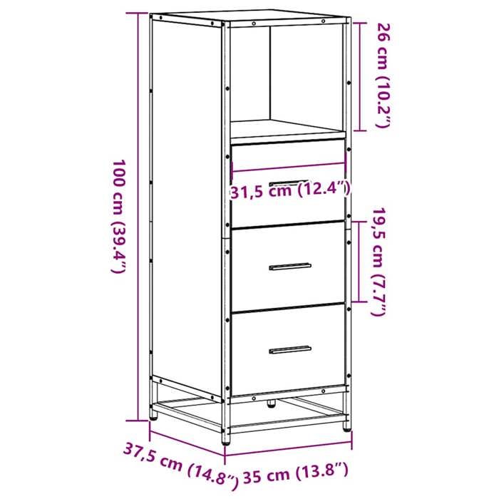 VidaXL Armoire de salle de bain sonoma gris 35x37,5x100 cm, armoire de rangement de salle de bain, placard de salle de bain, 849252