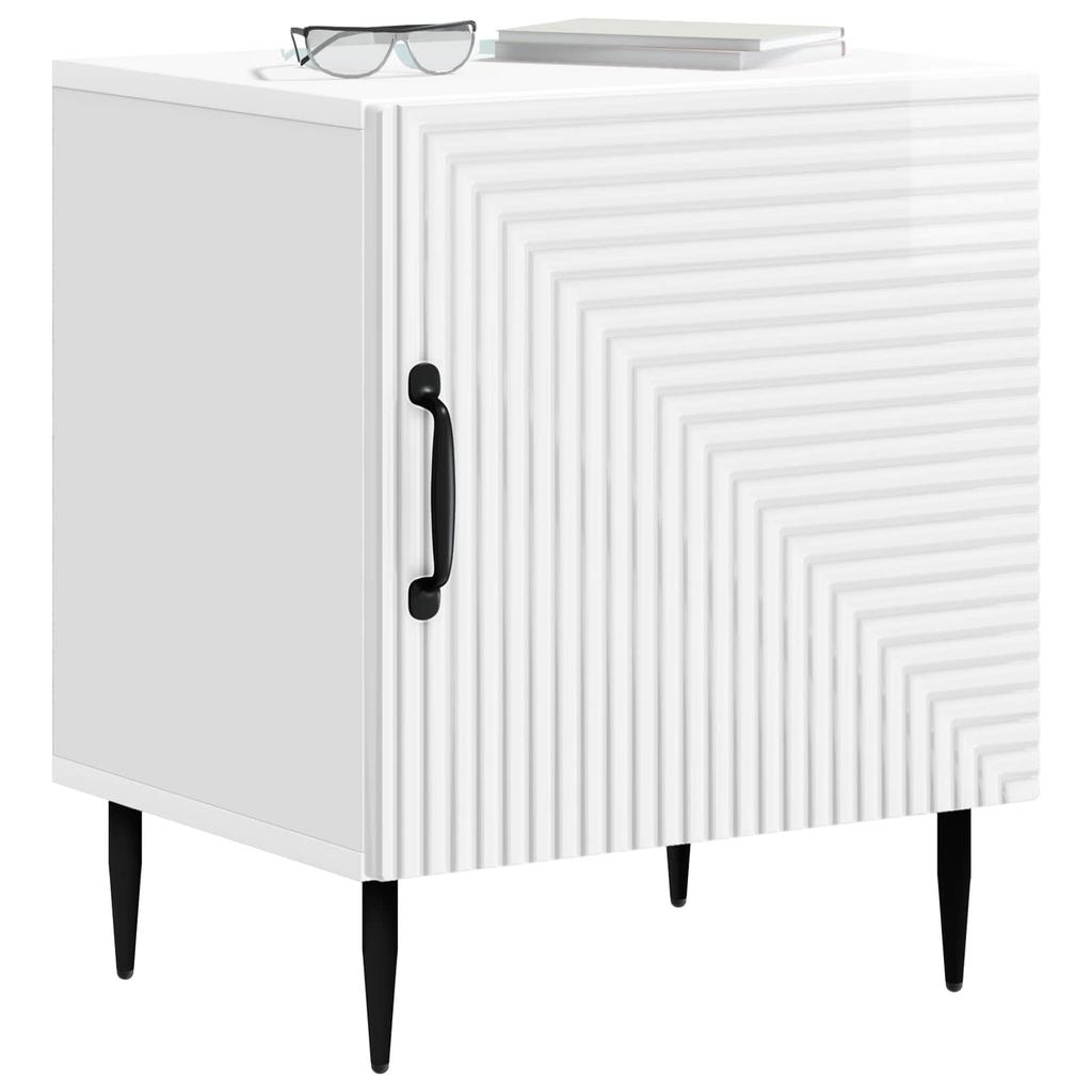 Nightstand Set 2 pcs High Gloss White 43 x 34.5 x 50 cm Particleboard