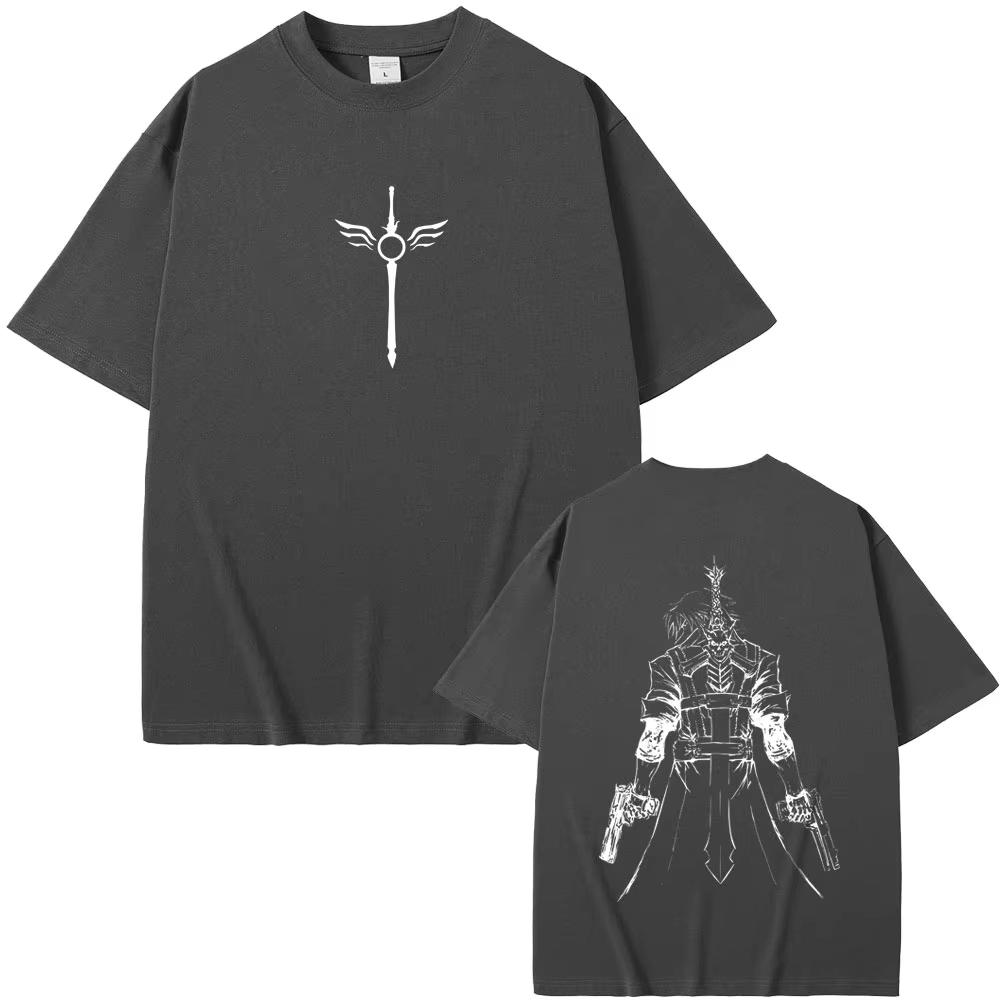 Unisex Dante Print T-Shirt from Devil May Cry, Summer Apparel, Loose Gothic Casual Outfit, Soft Cotton Tee for Men