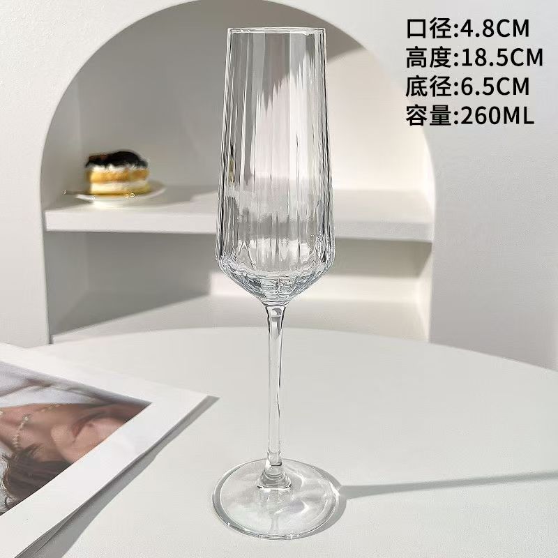 Pink High-end Red Wine Glass, Household Light Luxury Ins-style Wine Glasses, Champagne Glassware, Diagonal Crystal High Barware