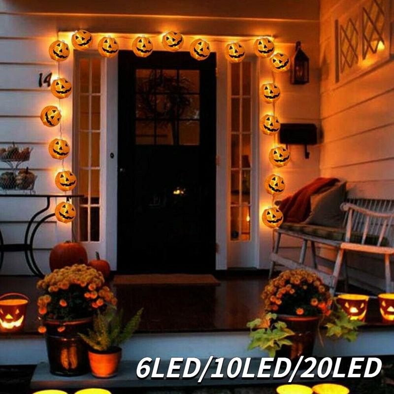 Luci a stringa di zucche di Halloween 3D Lanterne di Halloween per feste Casa Decorazione fai da te Luce bianca calda Luce a batteria