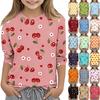 Children's Printed Round Neck Seven Quarter Sleeve Casual T-shirt