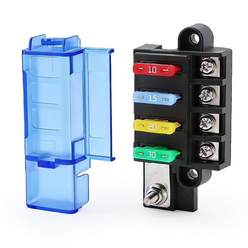 Blue Sea Auto Waterproof 8 Way Fuse Box ATC ATO ST Blade 12-32V DC Circuit Block With Transparent Cover for Car Marine Boat RV 4 WAY