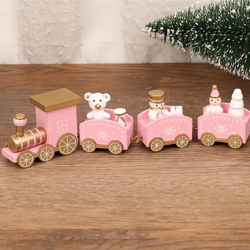 Wooden Train Decoration Home Santa Claus Christmas New Year Christmas Children Gifts Toys