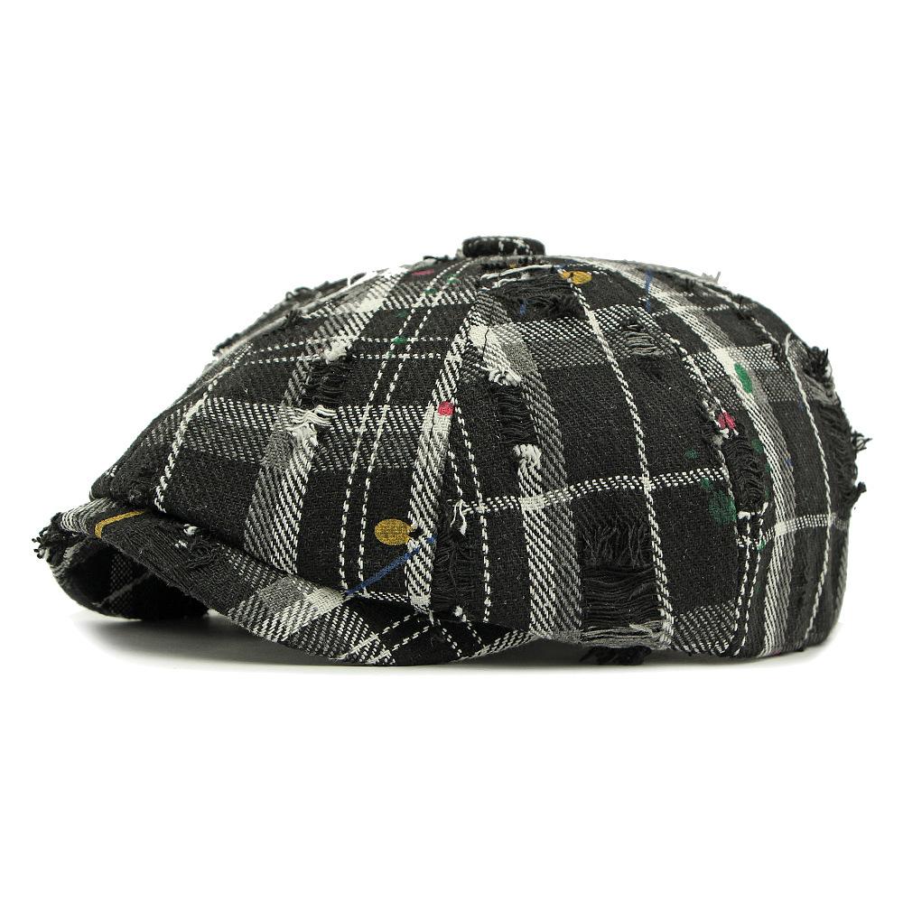 

Plaid Men s Beret British Vintage Newsboy Cap Women Paintsman s Hat Newsboy Hat Rhole Octagonal Hat чёрный