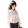 Women's Casual Fashion Slim Waist Chiffon Top Sleeve Shirt