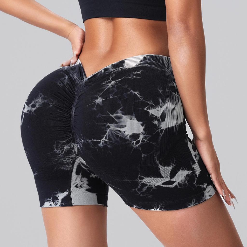 Peach Butt Lift High Waist Tie-Dye Yoga Shorts - Tummy Control Slimming Sportswear