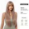 Synthetic Layered Wig Long Rose Gold Straight Wigs with Bangs Blonde Cosplay Party Natural Hair Wigs for Women Heat Resistant