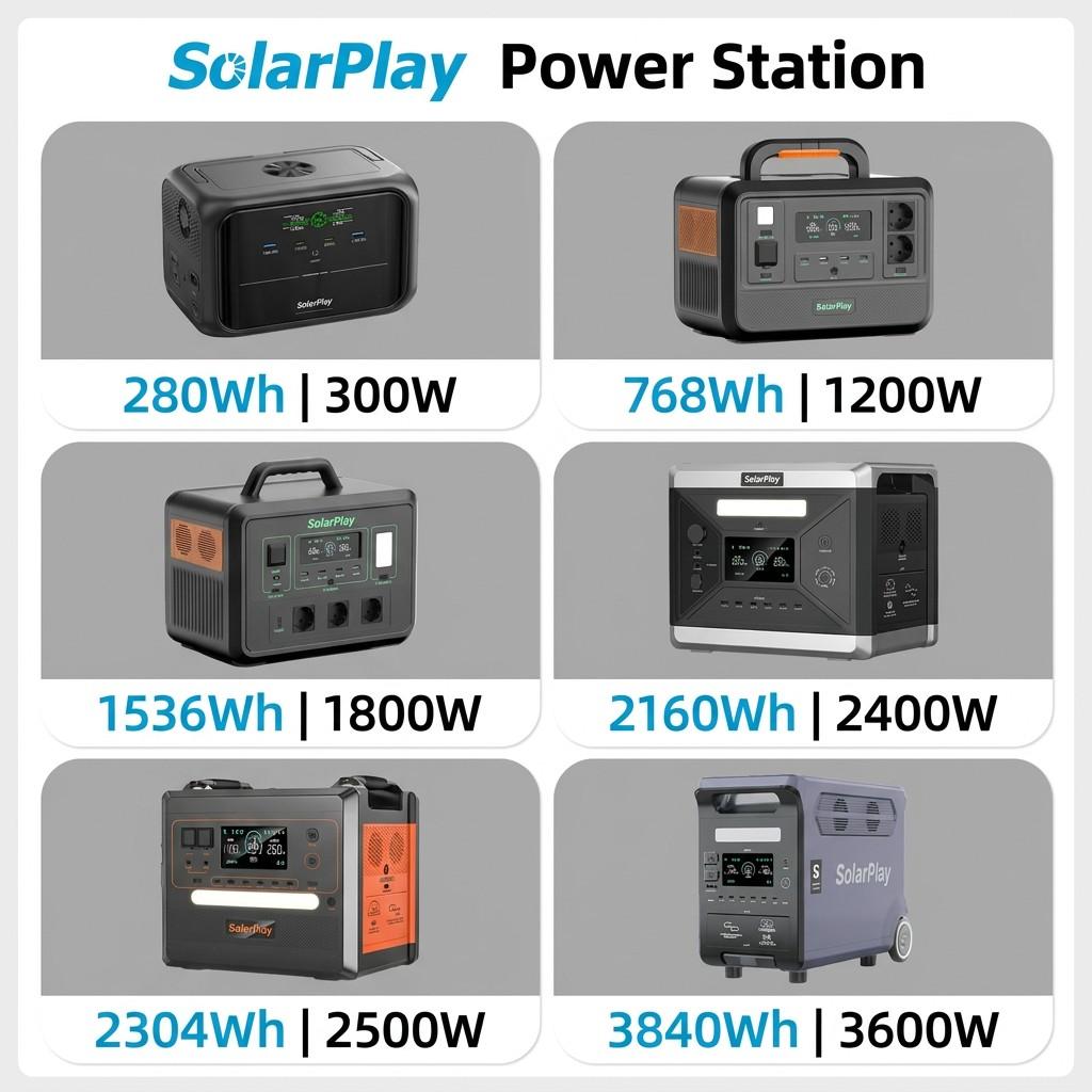 Solarplay Q2501 2400W 2160Wh LiFePO4 Portable Power Station with 200W Solar Panel UPS Home Backup Generator DE Local Shipping
