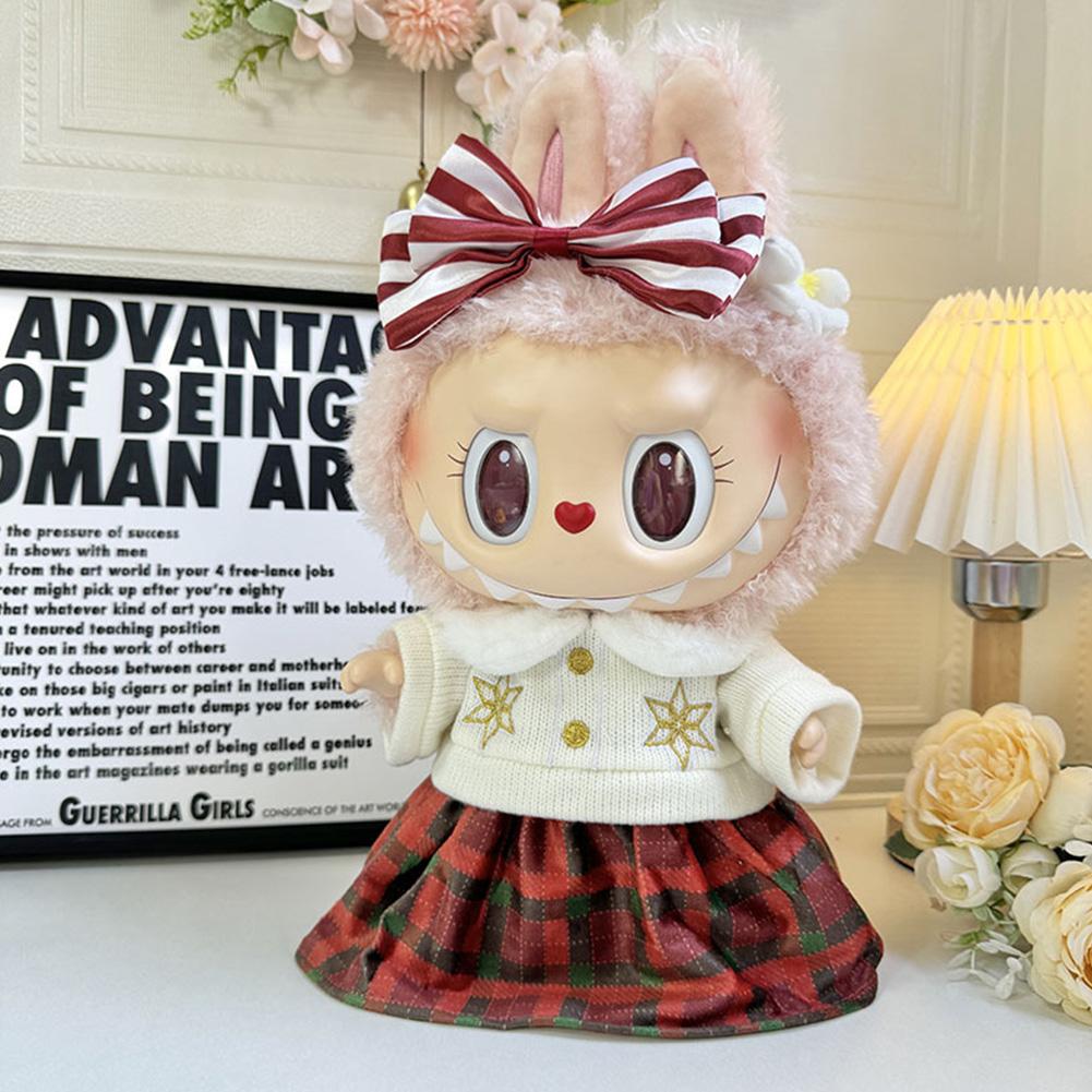 Non-Toxic Labubu Clothes Outfit Accessories For 38Cm Labubu Mokoko Winter Sweater Tweed Coat Set Dolls Clothing Accessories Ropa Labubu