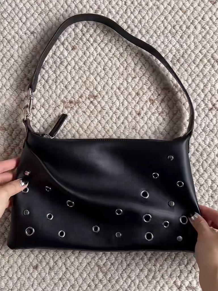 Fashion Rivets Women's Armpit Bag PU Leather Female Shoulder Bag Ladies Hand Bag Sac A Main Black Handbag  Bolsa Feminina Totes
