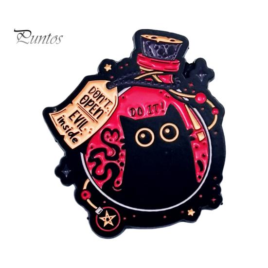 Animal Lapel Pin Cartoon Black Cat Brooch Pin, Enamel for Canvas Bags Men Women, Decorative Badge Clothing Scarves Sweaters Metal Jackets Pins