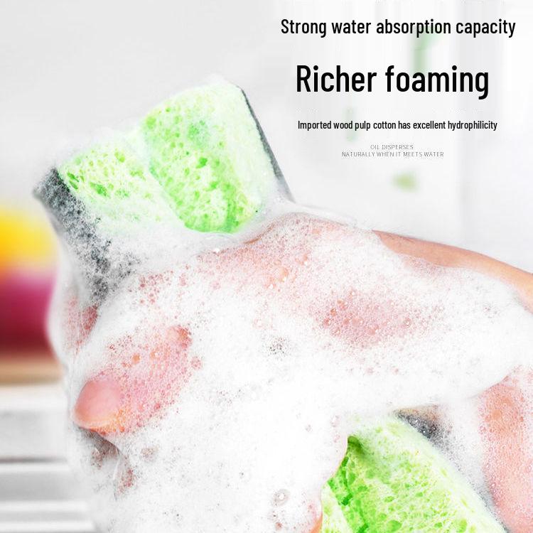 Eco-Friendly Wood Pulp Cotton Kitchen Sponges - Non-Stick Oil Scouring Pads and Cleaning Cloths