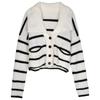 Autumn and winter 2025 new striped women's chic cardigan college style knitted sweater jacket