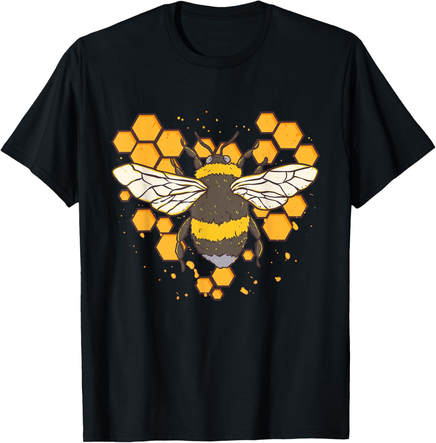 

Bumble Bee Heart Honeycomb Graphic Tee Men s Casual Cotton Short Sleeve T-Shirt 4XL