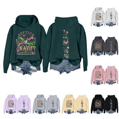 Damen Casual Langarm Pullover Hexe Aufdruck Hoodie Sweatshirt