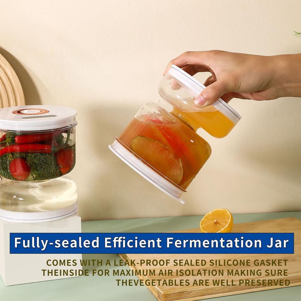 Pickle Jar with Strainer Flip Wet and Dry Separation Leakproof Pickle Container for Airtight Food Storage