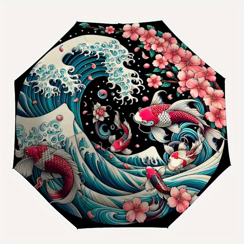 1pc Lucky Carp Automatic 3-Fold Umbrella Design, Cute Cartoon Pattern, Portable Outdoor Umbrella, Perfect, Holiday Gift for Disney fans.U055