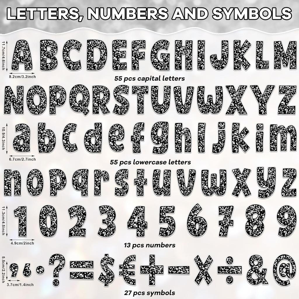 150Pcs Composition Bulletin Board Letters Composition Themed Classroom Decor Alphabet Combo Set Alphabets Numbers Symbols Paper Cutouts for Party