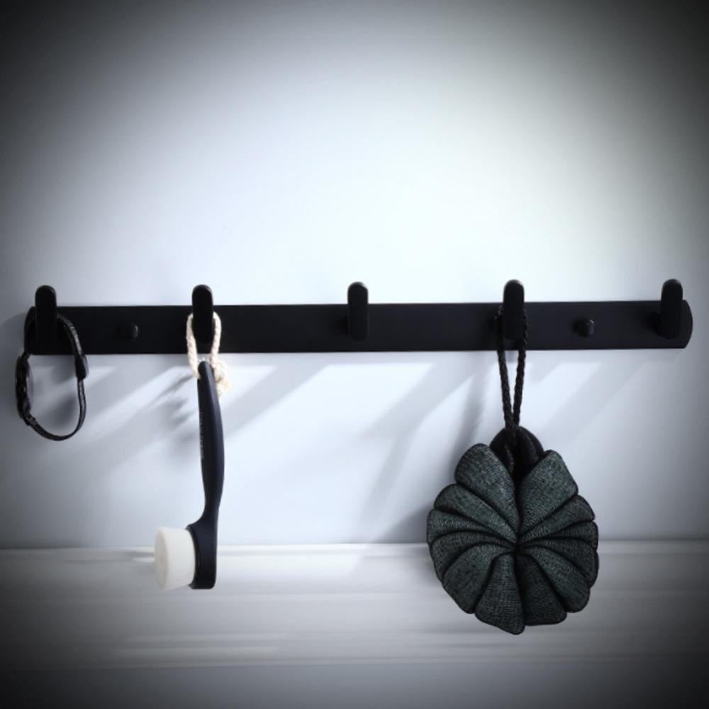 Black Wall Hook 4 Hooks Towel Rack Modern Coat Rack Bathroom Kitchen Entryway Bedroom