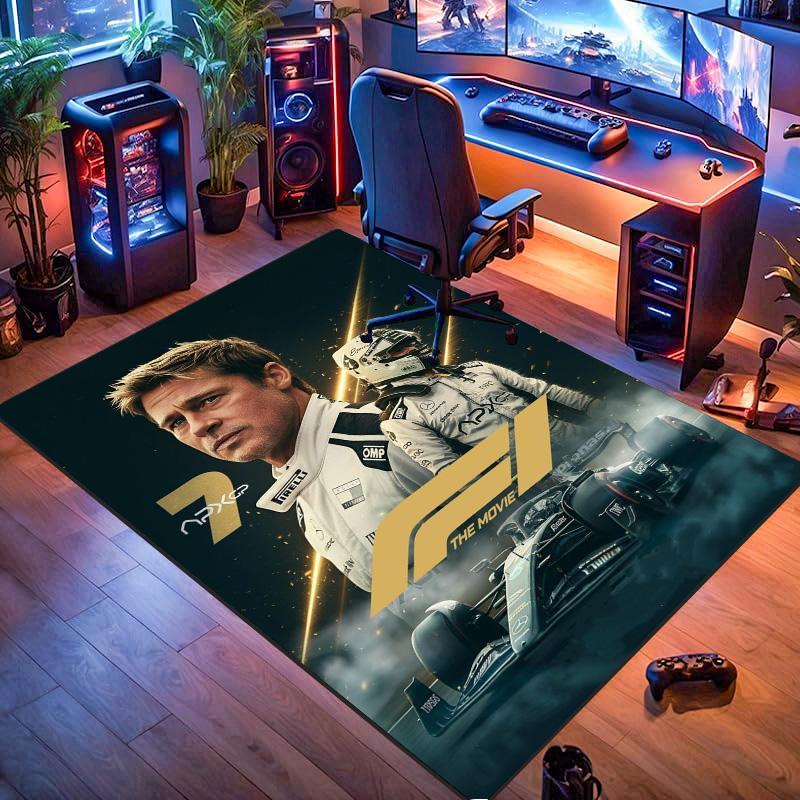 F1 Racing Movie Theme Character Print Area Rug Motorsport Non‑Slip Rectangular Floor Mat Living Bedroom Home Decor Racing Fan Carpet