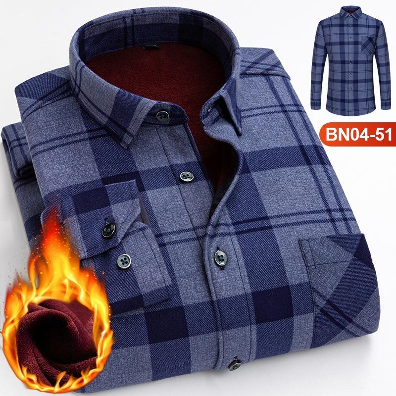 Winter Sherpa Lined Flannel Shirt Jackets for Men Long Sleeve Button Down Fleece Dress Shirts Men's Casual Warm Comfortable Thermal Shirt With Pockets
