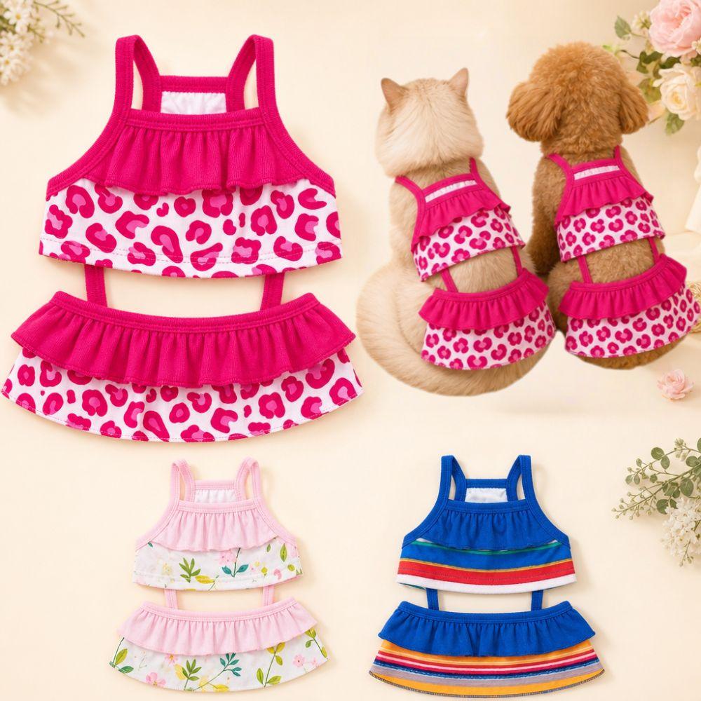 Thin Cat Dog Swimsuit Vest Leopard Print Pet Slip Dress Unique Dog Bikini Skirt  Summer