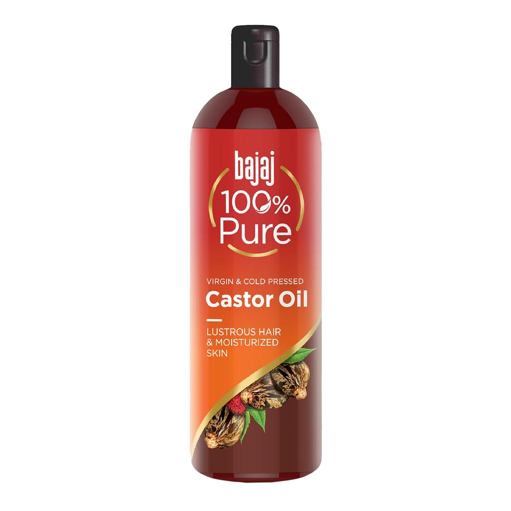 Bajaj 100% reines Rizinusöl 200ml, Reines Haaröl, Natürliches Kaltgepresstes Rizinusöl, Ohne Silikone, Frei von Parabenen, Frei von Blei