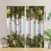 2pcs Festive Christmas Curtain Retro Style with Colorful Light Snowflakes & Santa Claus Designs Machine Washable for Living Room