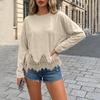 Lace Tops for Women Long Sleeve Crewneck Casual Vacation Boho Tops