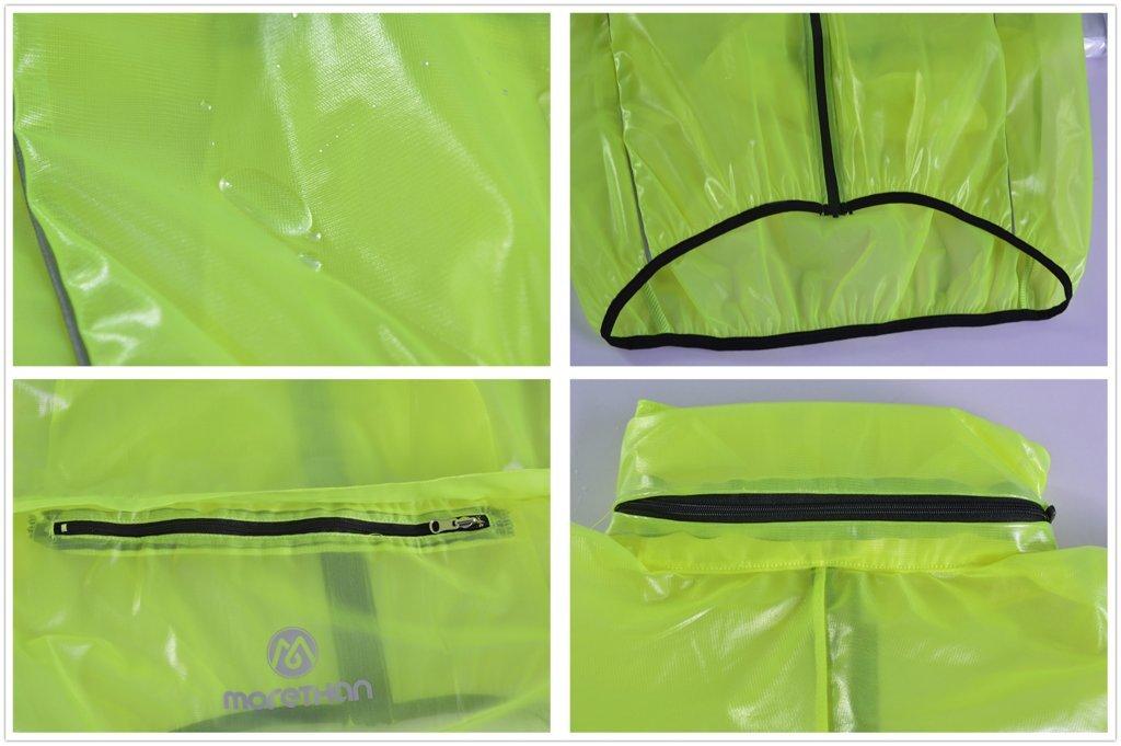 Morethan Cycle Rain Jacket Road Bike Rain Gear Lightweight Waterproof Long Sleeve (Green/M/Men's/Women's) (Quick Dry/Reflective/Pockets) RVP-001