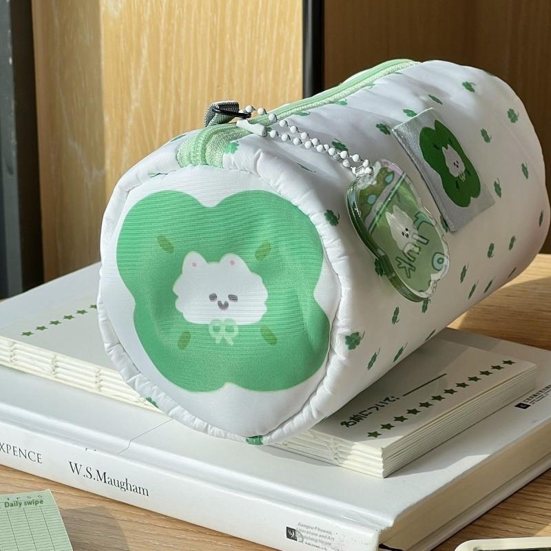 1 Stück Große Kapazität Niedlicher Kosmetik- und Schreibwaren-Organizer Klee Kätzchen Federmäppchen Für Schule Büro Reiseaufbewahrung