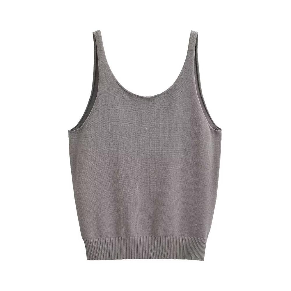 Trendy Women's Sexy Backless Knitted Tank Top - Summer Solid Color Camisole