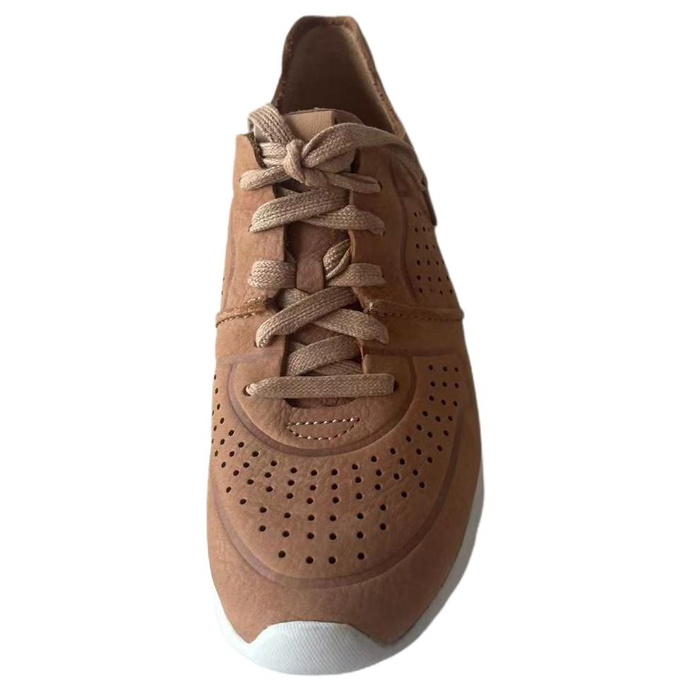 UGG Tye Leather Versatile Round Toe Low Top Casual Shoes Women sneakers Brown 1016674-ARY